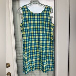 Vintage Faded Glory Blue and Yellow Plaid Cotton Dress